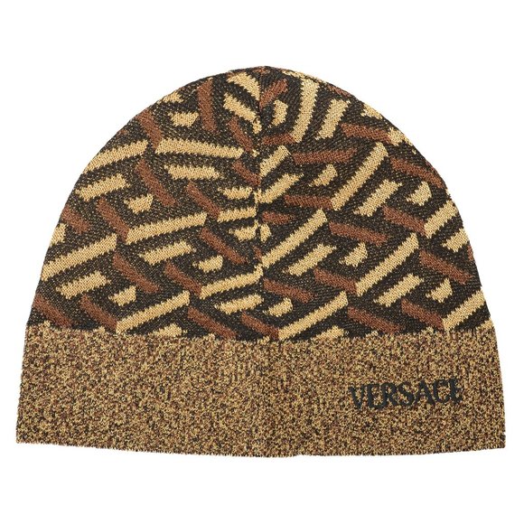 Versace Unisex Multi-Color Jacquard Monogram Knitted Beanie Hat - Picture 1 of 5